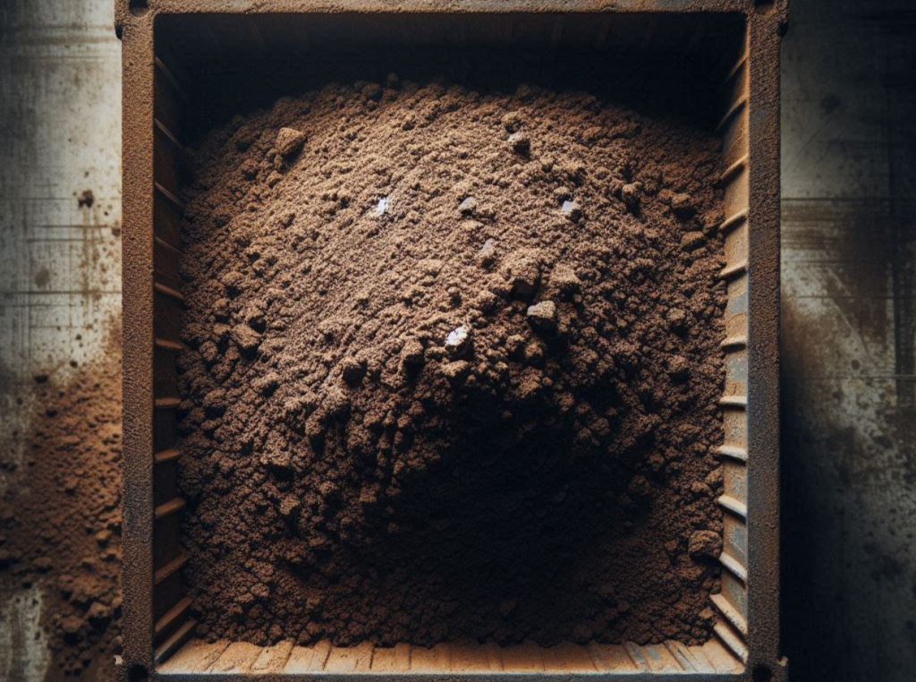 overhead view of drum full of sludge