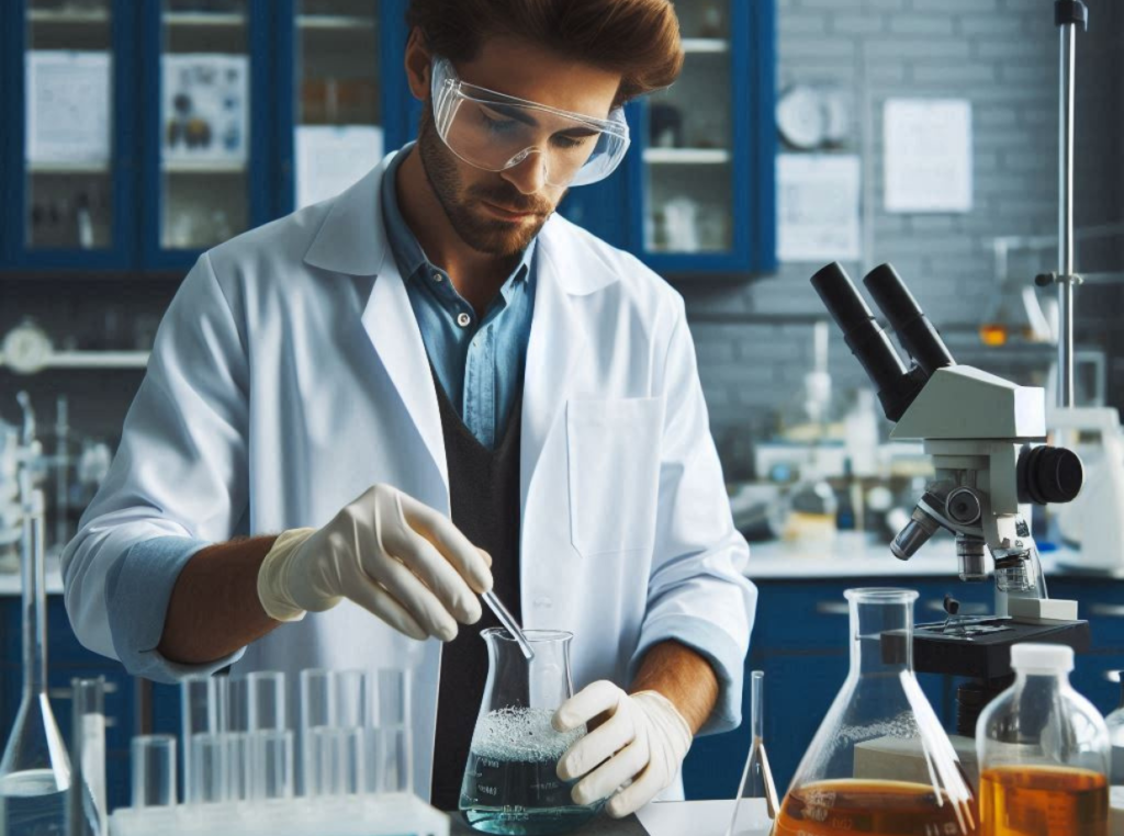 one lab techs running wastewater samples