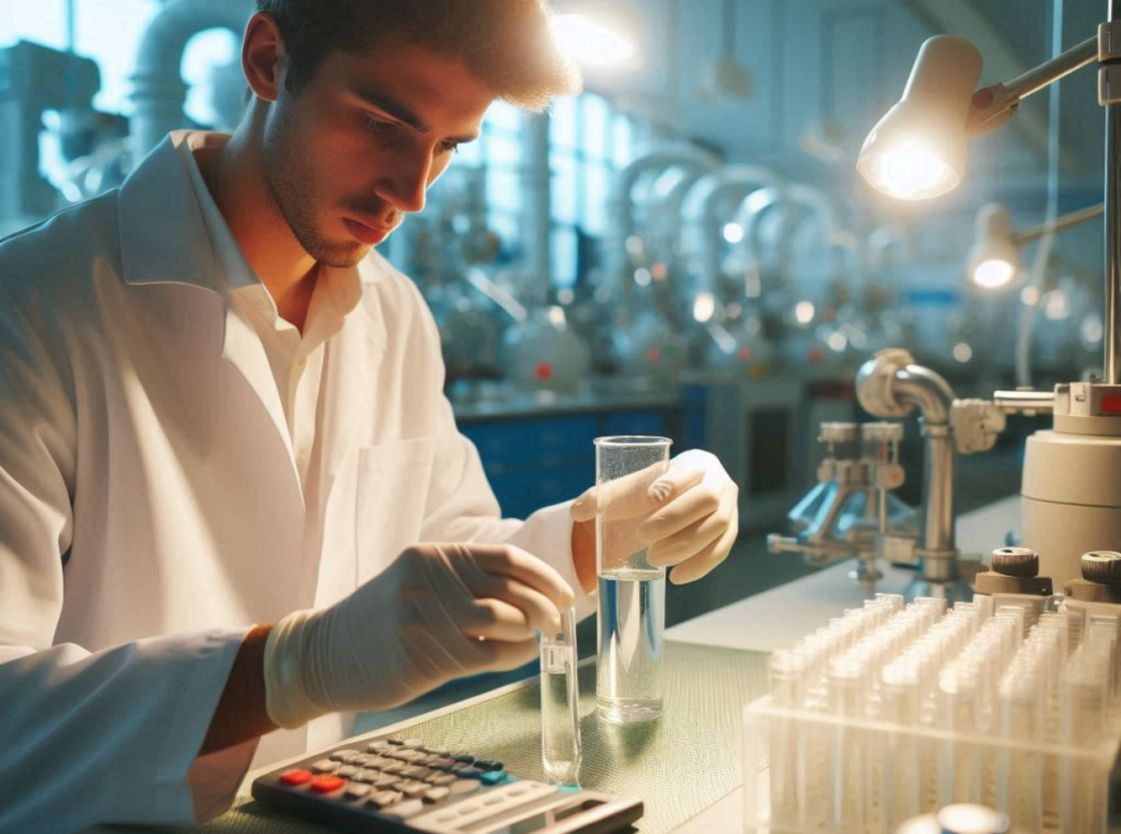 wastewater Lab tech running samples