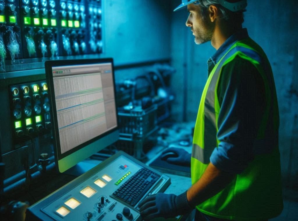 operator looking at a wastewater SCADA screen