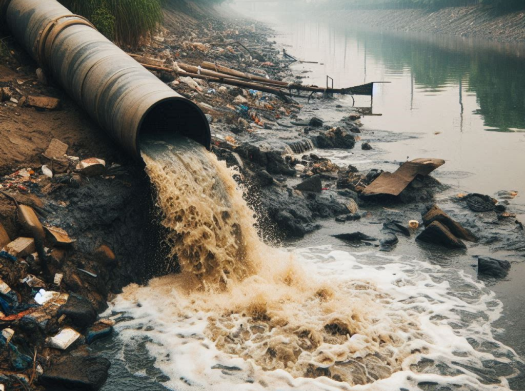 low quality wastewater discharging into a body of water