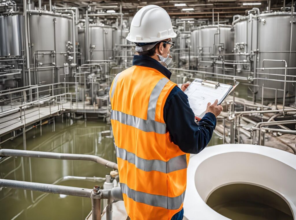wastewater operator watching plant